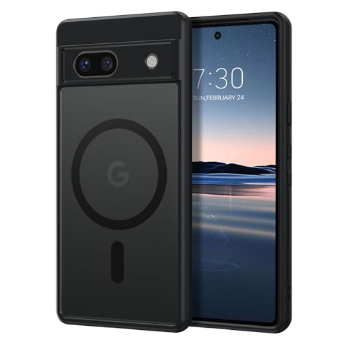 DOMAVER Google Pixel 7a Hülle, Handyhülle Google Pixel 7a Case kompatible mit MagSafe, Matt Transparente Material, Ultra Dünne Rundumschutz Schutzhülle, Schwarz von DOMAVER