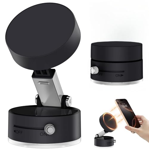 DOMAVER Vakuum-Magnet Handyhalterung Auto - Ultrastarker N52 Magnet | Für iPhone 16/15/14/13/12 Pro Max Samsung Google | TÜV-geprüfte Saugkraft, für Metall, Glas, Wand, Spiegel & Autoscheibe, Schwarz von DOMAVER