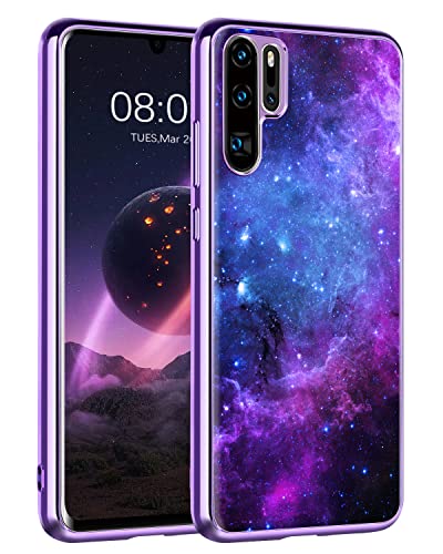 DOMAVER Huawei P30 Pro Hülle, Handyhülle Huawei P30 Pro Leuchten im Dunkeln Nebula Muster PC Schale Überzug TPU Dünne Bumper Stoßfeste Kratzfest Schutzhülle für Huawei P30 Pro-Blau von DOMAVER