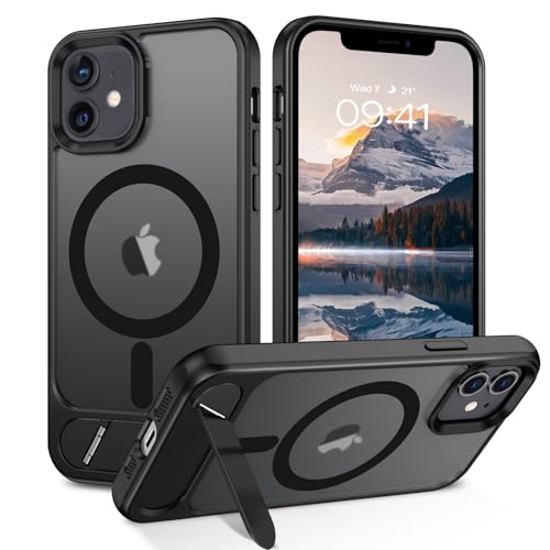 DOMAVER Hülle für iPhone 12 /iPhone 12 Pro (6,1") - Magnetisch Integrierter unsichtbarer Ständer | Militärischer Fallschutz | Transparente Matt-Oberfläche | Kompatibel mit Mag-Safe Zubehör, Schwarz DOMAVER Hülle für iPhone 12 /iPhone 12 Pro (6,1") - Magnetisch Integrierter unsichtbarer Ständer | Militärischer Fallschutz | Transparente Matt-Oberfläche | Kompatibel mit Mag-Safe Zubehör, Schwarz von DOMAVER