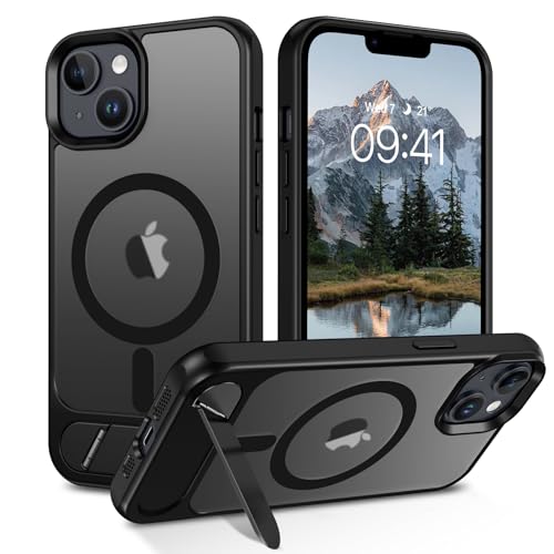 DOMAVER Hülle für iPhone 13 /iPhone 14 (6,1") - Magnetisch Integrierter unsichtbarer Ständer | Militärischer Fallschutz | Transparente Matt-Oberfläche | Kompatibel mit Mag-Safe Zubehör, Schwarz DOMAVER Hülle für iPhone 13 /iPhone 14 (6,1") - Magnetisch Integrierter unsichtbarer Ständer | Militärischer Fallschutz | Transparente Matt-Oberfläche | Kompatibel mit Mag-Safe Zubehör, Schwarz von DOMAVER