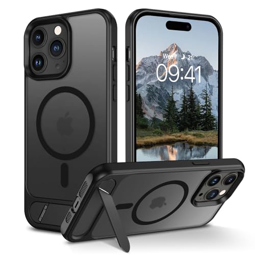 DOMAVER Hülle für iPhone 14 Pro Max (6,7") - Magnetisch Integrierter unsichtbarer Ständer | Militärischer Fallschutz | Transparente Matt-Oberfläche | Kompatibel mit Mag-Safe Zubehör, Schwarz DOMAVER Hülle für iPhone 14 Pro Max (6,7") - Magnetisch Integrierter unsichtbarer Ständer | Militärischer Fallschutz | Transparente Matt-Oberfläche | Kompatibel mit Mag-Safe Zubehör, Schwarz von DOMAVER