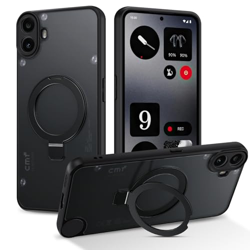 DOMAVER Nothing CMF Phone 1 5G Hülle mit Stander, Handyhülle Nothing CMF Phone 1 6.67'' Case kompatible mit Mag Safe, Matt Transparente Ultra Dünne Rundumschutz Magnetisch Schutzhülle, Schwarz von DOMAVER