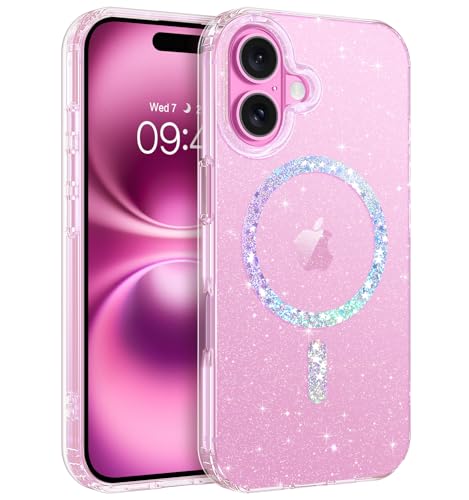 DOMAVER Glitzer Hülle für iPhone 16, Transparent Bling, Leicht Dünn TPU Cover, Magnetisch Schutzhülle, Kompatibel mit Mag Safe, Crystal Klar, Stark Magnetisch, Dünn, iPhone 16 6.1'' DOMAVER Glitzer Hülle für iPhone 16, Transparent Bling, Leicht Dünn TPU Cover, Magnetisch Schutzhülle, Kompatibel mit Mag Safe, Crystal Klar, Stark Magnetisch, Dünn, iPhone 16 6.1'' von DOMAVER