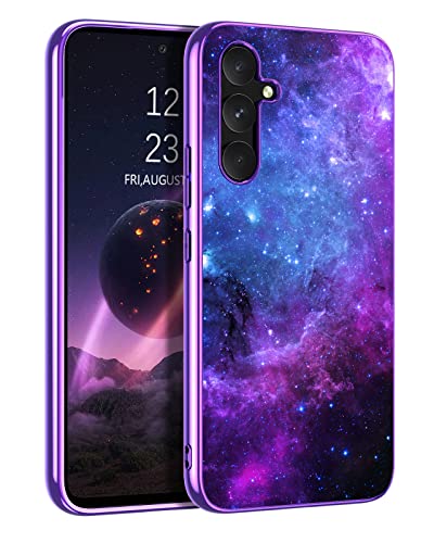 DOMAVER Samsung A54 5G Handyhülle Slim Fit Glow in the Dark Hybrid Hard PC Folding Shockproof Drop Protective Girls Women Men Phone Cover for Samsung Galaxy A54 6.4 inches, Blue Nebula von DOMAVER