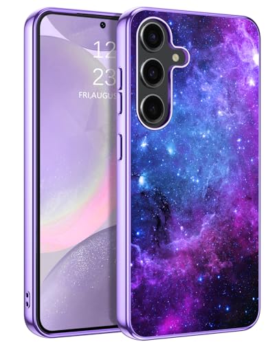 DOMAVER Samsung Galaxy S24 Hülle, Handyhülle Samsung S24 Case Leuchten im Dunkeln Nebula Muster Schutzhülle, für Du, Familie, Freunde und Liebhaber - Blau von DOMAVER