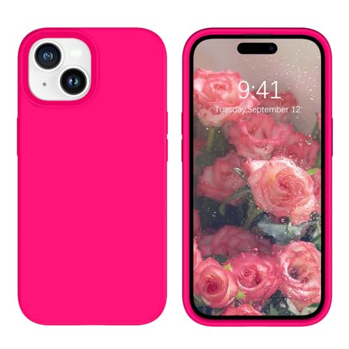 DOMAVER Schutzhülle aus Silikon für iPhone 15, flüssiges Telefon, kratzfest, stoßfest, Innenfutter aus weicher Mikrofaser, dünn, Neonrosa DOMAVER Schutzhülle aus Silikon für iPhone 15, flüssiges Telefon, kratzfest, stoßfest, Innenfutter aus weicher Mikrofaser, dünn, Neonrosa von DOMAVER