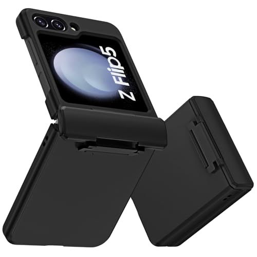 DOMAVER Schutzhülle für Samsung Galaxy Z Flip5, schmale Passform, mit Reißverschluss, dünn, TPU, rutschfest, Silikon, für Mädchen, Damen, Herren, Handyhülle für Samsung Z Flip 5 5G, Schwarz von DOMAVER
