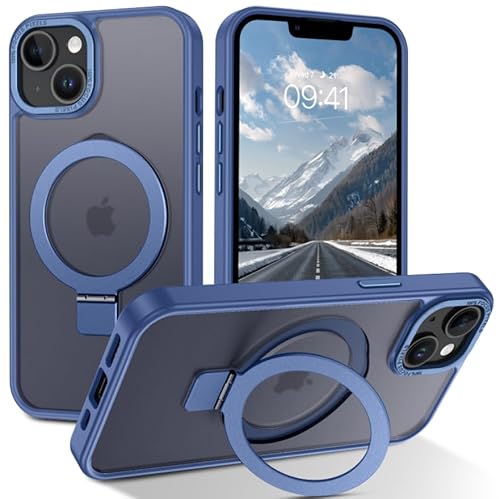 DOMAVER Schutzhülle für iPhone 13 Mini, magnetisch, [kompatibel mit mag-safe] Standhalterung, stoßfest, matt, Anti-Vergilbung, harte schlanke mattierte Handyhüllen für iPhone 13 Mini 5,4 Zoll, Blau von DOMAVER