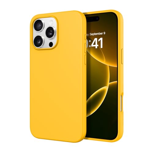 DOMAVER Schutzhülle für iPhone 16 Pro Max, 17,5 cm (7,9 Zoll), weiches Flüssigsilikon, weiches Gel-, Gummi-Mikrofaserfutter, stoßfest, kompatibel mit iPhone 16 Pro Max, Sonnenblumengelb von DOMAVER