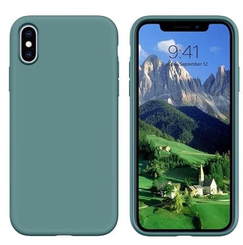 DOMAVER Schutzhülle für iPhone XS Max 16.5 cm (6.5 Zoll) 2019, schlankes Flüssigsilikon, leicht, glatt, weiches Gel, Gummi, Mikrofaser, Schutzhülle für iPhone XS Max 6.5 Zoll, Kieferngrün von DOMAVER