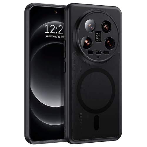 DOMAVER Xiaomi 14 Ultra 5G Hülle, Handyhülle Xiaomi 14 Ultra Case kompatible mit MagSafe, Matt Transluzente Ultra Dünne Rundumschutz Magnetisch Schutzhülle, Schwarz von DOMAVER