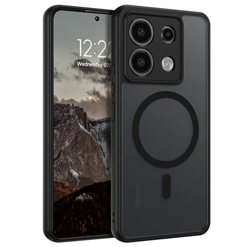 DOMAVER Xiaomi Redmi Note 13 Pro/Xiaomi Poco X6 5G Hülle, Handyhülle Xiaomi Redmi Note 13 Pro Case Kompatible mit MagSafe, Matt Transluzente Ultra Dünne Rundumschutz Magnetich Schutzhülle, Schwarz von DOMAVER