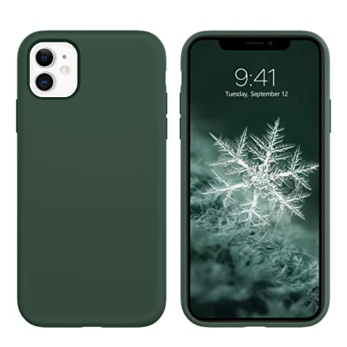 DOMAVER iPhone 11 Hülle Liquid Silikon, Handyhülle iPhone 11 Case Ultra Dünne Kameraschutz und Bildschirmschutz Rundumschutz, Weichem Microfiber-Innenfutter Stoßfeste Schutzhülle, Alpingrün von DOMAVER