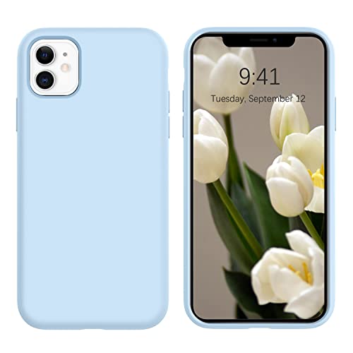 DOMAVER iPhone 11 Hülle Liquid Silikon, Handyhülle iPhone 11 Case Ultra Dünne Kameraschutz und Bildschirmschutz Rundumschutz, Weichem Microfiber-Innenfutter Stoßfeste für iPhone 11 6.1", Hellblau von DOMAVER