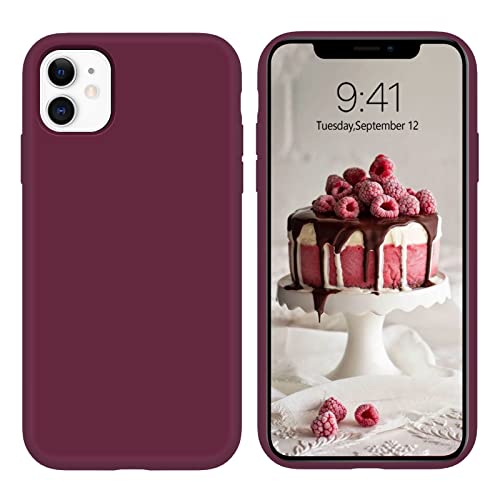 DOMAVER iPhone 11 Hülle Liquid Silikon, Handyhülle iPhone 11 Case Ultra Dünne Kameraschutz und Bildschirmschutz Rundumschutz, Weichem Microfiber-Innenfutter Stoßfeste für iPhone 11 6.1", Weinrot von DOMAVER