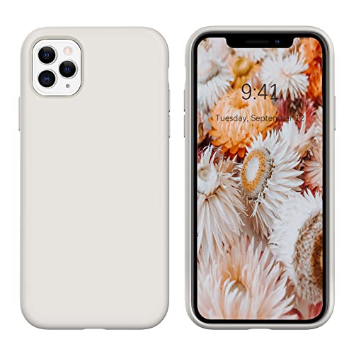 DOMAVER iPhone 11 Pro Hülle Liquid Silikon, Handyhülle iPhone 11 Pro 5.8" Case Ultra Dünne Natt Rundumschutz mit Weiche Microfiber-Innenfutter Stoßfeste Kratzfest Hülle, Beige von DOMAVER