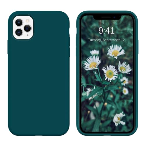 DOMAVER iPhone 11 Pro Hülle Liquid Silikon, Handyhülle iPhone 11 Pro 5.8" Case Ultra Dünne Rundumschutz mit Weichem Microfiber-Innenfutter Stoßfeste Kratzfest Schutzhülle, Dunkelgrün von DOMAVER