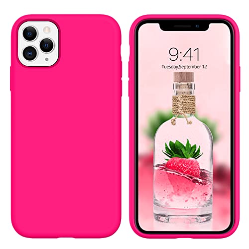 DOMAVER iPhone 11 Pro Hülle Liquid Silikon, Handyhülle iPhone 11 Pro 5.8" Case Ultra Dünne Rundumschutz mit Weichem Microfiber-Innenfutter Stoßfeste Kratzfest Schutzhülle,RoseRot von DOMAVER