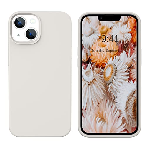 DOMAVER iPhone 13 Hülle Liquid Silikon, Handyhülle iPhone 13 Case Ultra Dünne Rundumschutz Weichem Gel Matte Kratzfest Stoßfeste Schutzhülle für iPhone 13 6.1", Beige von DOMAVER