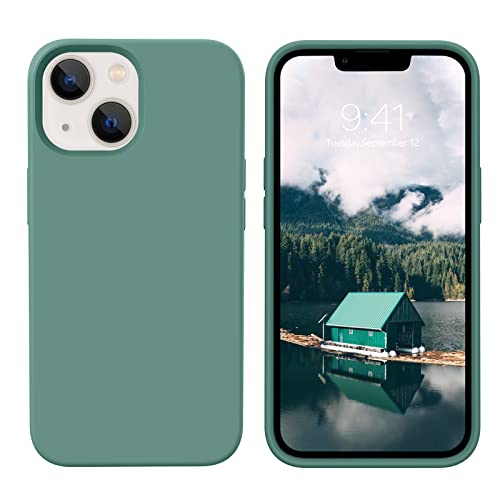 DOMAVER iPhone 13 Hülle Liquid Silikon, Handyhülle iPhone 13 Case Ultra Dünne Rundumschutz Weichem Gel Matte Kratzfest Stoßfeste Schutzhülle für iPhone 13 6.1", Kieferngrün von DOMAVER