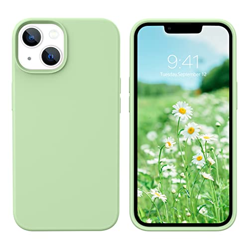 DOMAVER iPhone 13 Hülle Liquid Silikon, Handyhülle iPhone 13 Case Ultra Dünne Rundumschutz Weichem Gel Matte Kratzfest Stoßfeste Schutzhülle für iPhone 13 6.1", Matcha Grün von DOMAVER