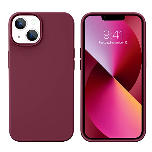 DOMAVER iPhone 13 Hülle Liquid Silikon, Handyhülle iPhone 13 Case Ultra Dünne Rundumschutz Weichem Gel Matte Kratzfest Stoßfeste Schutzhülle für iPhone 13 6.1", Weinrot von DOMAVER