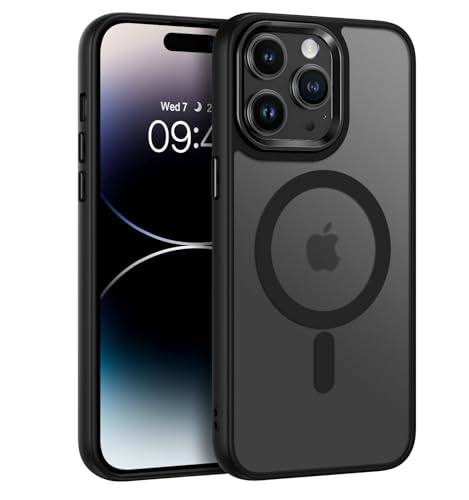 DOMAVER iPhone 14 Pro Max Hülle, Handyhülle iPhone 14 Pro Max Case [Kompatible mit MagSafe] Durchscheinend Matt Stoßfeste Damen Männer Rundumschutz Schutzhülle für iPhone 14 Pro Max 6.7'', Schwarz von DOMAVER