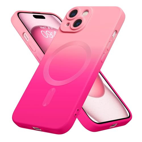 DOMAVER iPhone 15 Hülle Kompatibel mit MagSafe, Handyhülle iPhone 15 6.1''Case Magnetic Schutzhülle, für Mädchen und Frauen,Damen - Farbverlauf Rosa von DOMAVER
