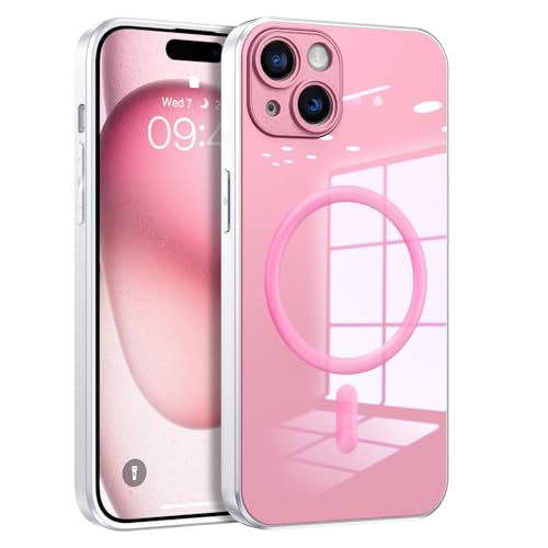 DOMAVER iPhone 15 Hülle Kompatibel mit MagSafe, Handyhülle iPhone 15 Case Leuchtend im Dunkeln, Schlank Magnetic Schutzhülle, für Mädchen und Frauen Damen, Rosa von DOMAVER