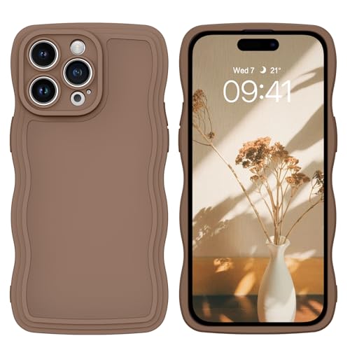 DOMAVER iPhone 15 Pro Hülle mit niedlicher lockiger Welle 6,1 Zoll, TPU-Silikon, schlanke Passform, stoßfeste Handyhülle für Mädchen, Frauen, Männer, Ganzkörper-Schutzhülle, iPhone 15 Pro Cover, Khaki von DOMAVER