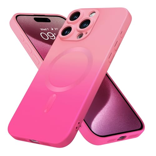 DOMAVER iPhone 15 Pro Max Hülle Kompatible mit MagSafe, Handyhülle iPhone 15 Pro Max 6.7''Case Magnetic Cover, für Mädchen und Frauen,Damen Dünn Stoßfest Schutzhülle- Farbverlauf Rosa von DOMAVER