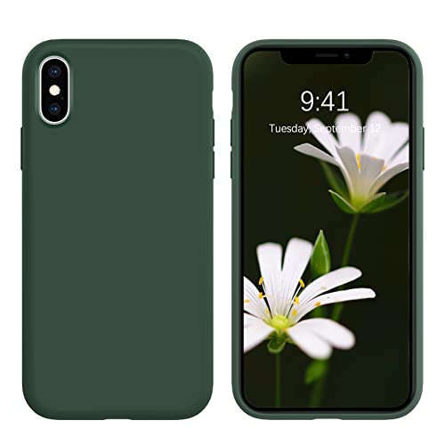 DOMAVER iPhone X Hülle iPhone XS Hülle, Handyhülle iPhone X/XS Case,Liquid Silikon Ultra Dünne Rundumschutz Schutzhülle, Weihnachtsgrün von DOMAVER