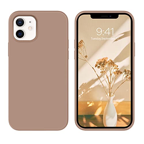 Domaver Schutzhülle für iPhone 12 iPhone 12 Pro Flüssigsilikon Futter aus Mikrofaser weich kratzfest stoßfest Gel ultradünn Schutzhülle für iPhone 12 Schutzhülle 12 Pro 61 Zoll Braun Karamell von DOMAVER