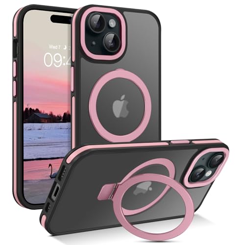 Magnetische Schutzhülle für iPhone 15 Plus 6,7 Zoll, mit Halterung, 120 ° verstellbar, kompatibel mit MagSafe, ultradünn, Schutzhülle für iPhone 15 Plus 6,7 Zoll, Schutzhülle mit Ständer, unsichtbar von DOMAVER