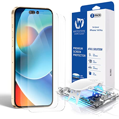 DOME GLASS Whitestone Displayschutzfolie für iPhone 14 Pro, vollständig gehärtetes Glas mit Flüssige Dispersion Tech – 2er-Pack Transparenz (6,1 Zoll) von DOME GLASS