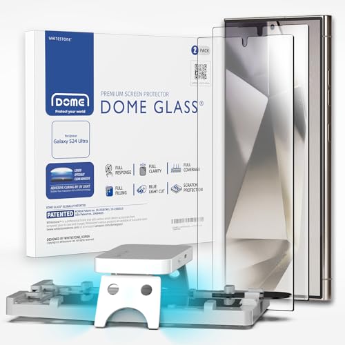 DOME GLASS Whitestone Displayschutzfolie kompatibel mit Samsung Galaxy S24 Ultra, blasenfrei, rutschfest, 2 Stück, UV-Lampe im Lieferumfang enthalten DOME GLASS Whitestone Displayschutzfolie kompatibel mit Samsung Galaxy S24 Ultra, blasenfrei, rutschfest, 2 Stück, UV-Lampe im Lieferumfang enthalten von DOME GLASS
