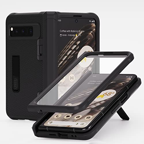 DOME GLASS [Whitestone Escudo Hülle für Google Pixel Fold aus Glas + PC-Material, Scharnier & Front-Displayschutz Entworfen mit Ständer & Ultimate Fit Handyhülle für Google Pixel Fold Schwarz von DOME GLASS