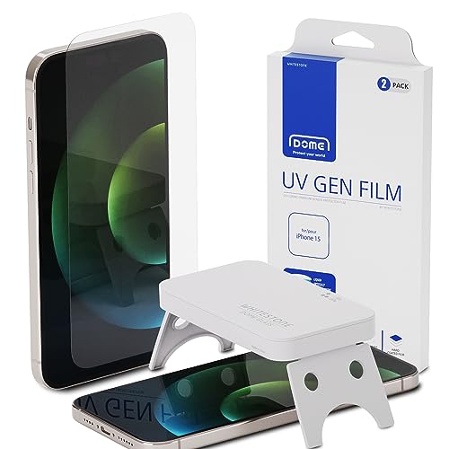 Whitestone DOME UV GEN Film [glasähnliche Folie] Displayschutzfolie für iPhone 15 mit UV-Lampe [2er-Pack] von DOME GLASS