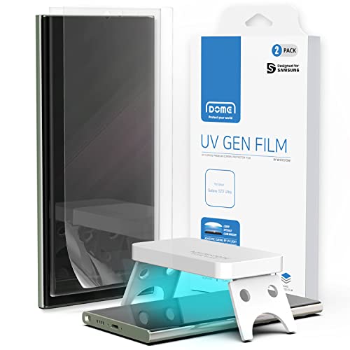 Dome Glas Whitestone UV GEN Film Displayschutzfolie für Samsung Galaxy S23 Ultra Hartbeschichteter Film Displayschutzfolie mit UV-Licht für Samsung Galaxy S23 Ultra 2er Pack (Transparent) von DOME GLASS