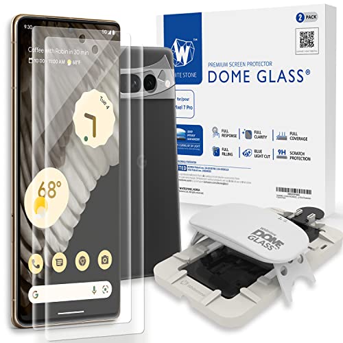 Dome Glass [2PACK+UV Lampe+1 CAM] Whitestone Displayschutzfolie für Google Pixel 7 PRO, Vollständig gehärteter Glasbildschirm mit Flüssige Dispersion Technologie[Blasenfreies Installationskit] von DOME GLASS