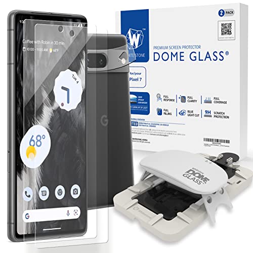 Dome Glass [PACKUNG 2 DOME + UV Lamp +1 CAM] Whitestone Displayschutzfolie für Google Pixel 7 (2022), Vollständig gehärteter Glasbildschirm mit Flüssige Dispersion Technologie, 2 Stück, weiß von DOME GLASS