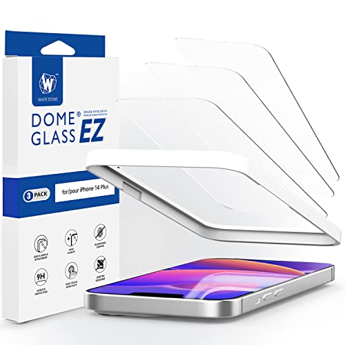 Dome Glass [Whitestone EZ] Displayschutzfolie für iPhone 14 Plus-Series, gehärtetes EZ-Glas, 3er-Pack (6,7 Zoll) von DOME GLASS