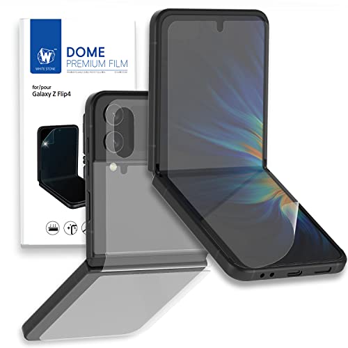 DOME GLASS Whitestone Prämie Folie [1PACK] für Samsung Galaxy Z Flip 4 TPU Folie Displayschutzfolie mit Scharnier-Abdeck Anti-Shock, HD Clear, Selbstheilungsfolie für Galaxy Z Flip 4 2022 von DOME GLASS