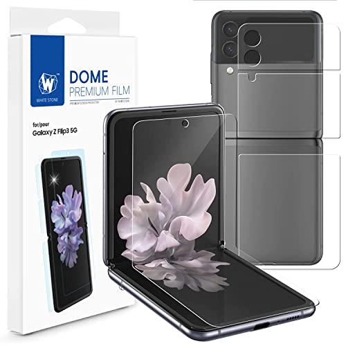 WHITESTONE DOME Premium-Folie [1 Set] für Samsung Galaxy Z Flip 3 Premium-Folie, stoßfest, HD-klar, selbstheilende EPU-Folie für Galaxy Z Flip 3 von DOME GLASS