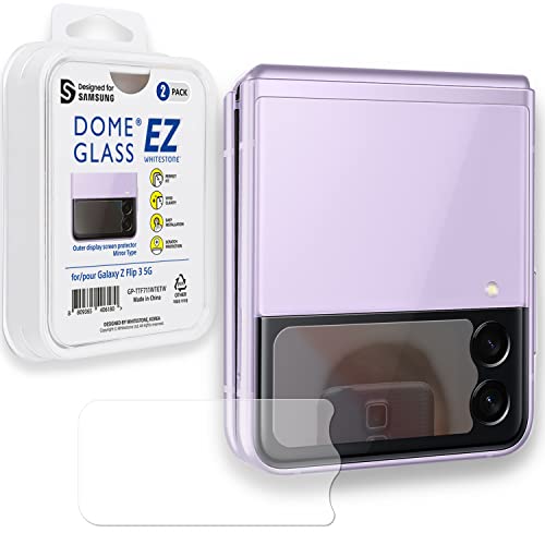 Whitestone 2 Stück EZ Glass Displayschutzfolie für Galaxy Z Flip 3 2021, Spiegeltyp gehärtetes Glasschild [einfache Installation] – 2 Stück von DOME GLASS