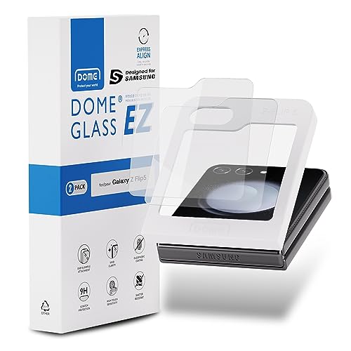 Whitestone 2 Stück EZ Glass Displayschutzfolie für Galaxy Z Flip 5 2023, Spiegeltyp gehärtetes Glasschild [einfache Installation] – 2 Stück von DOME GLASS