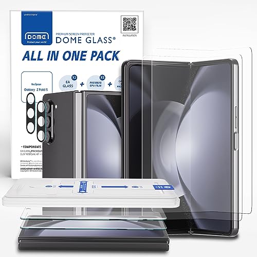 Whitestone All-in One Displayschutz für Galaxy ZFold5 [2+2+2 Pack ] Front EA Temperierte Glas, Innen Flexible EPU Bildschirmprotector, 9H Glaskamera Lens Protector von DOME GLASS