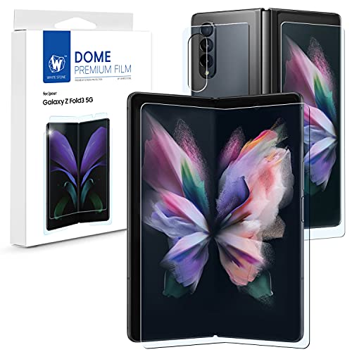 Whitestone Dome Displayschutzfolie für Samsung Galaxy Z Fold 3, hochwertig, stoßfest, HD, klar, selbstheilend, EPU-Folie für Galaxy Z Fold 3, 1 Set 3 Stück von DOME GLASS