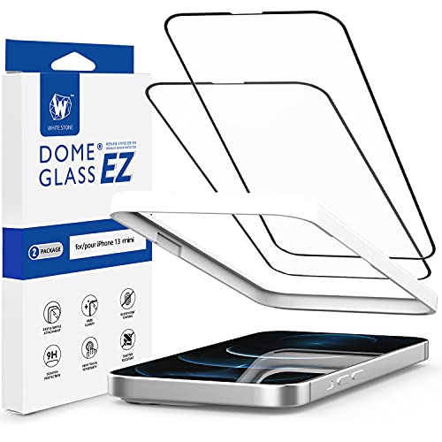 Whitestone Dome EZ Displayschutzfolie für iPhone 13 Mini (5,4 Zoll), vollständige Abdeckung, gehärtetes Glas, einfache Installation, von Whitestone für Apple iPhone 13 Mini, 2 Stück von DOME GLASS